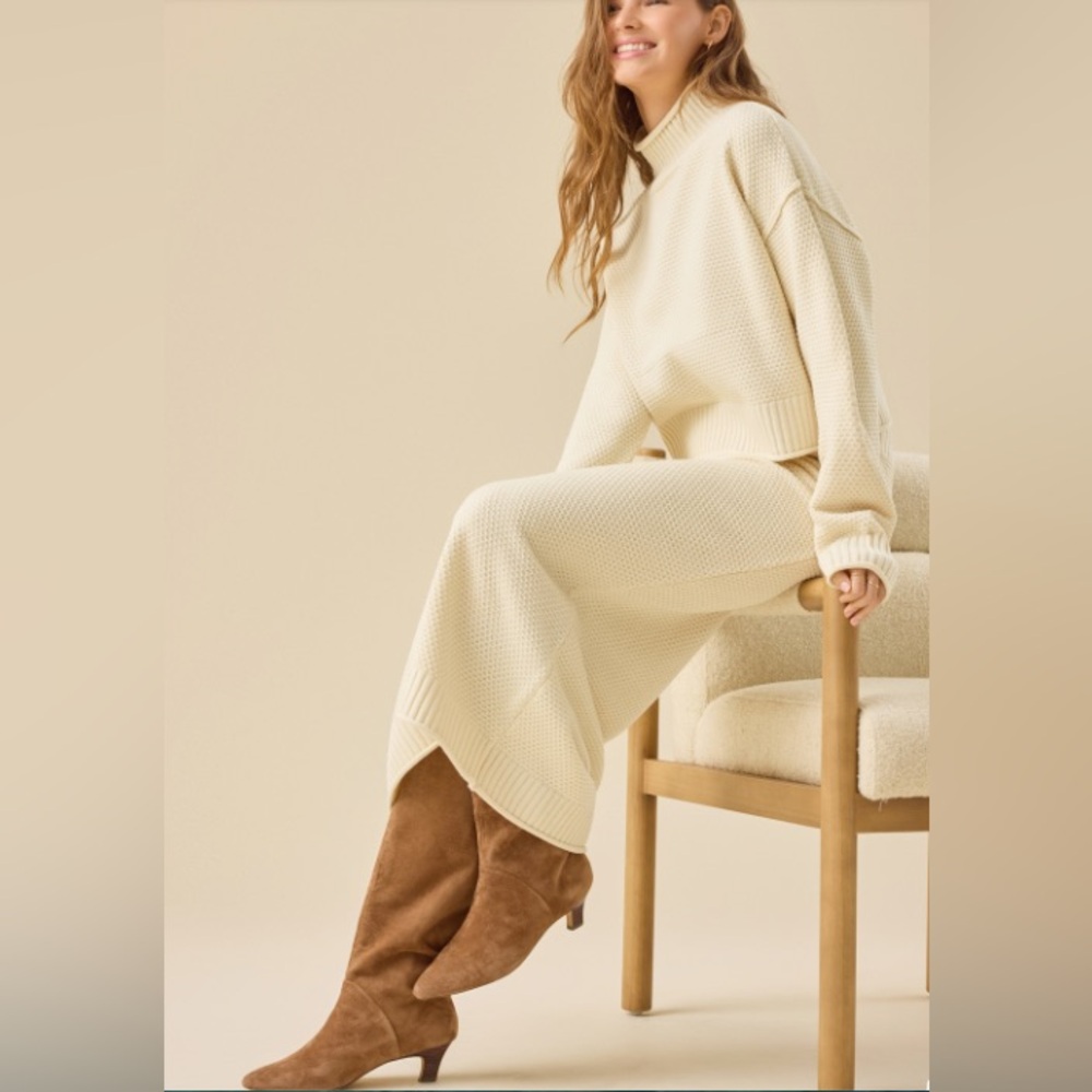 Altard State Shay Knit Midi Skirt Matching Mock Neck Medium